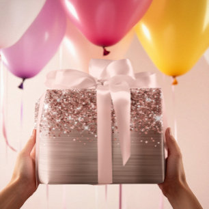 Feuille De Papier Cadeau Glitter Rose Gold Glam