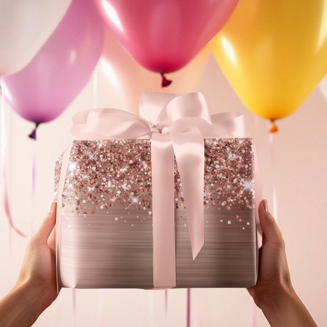 Feuille De Papier Cadeau Glitter Rose Gold Glam (Glittery Rose Gold Glam Wrapping Paper Sheets)
