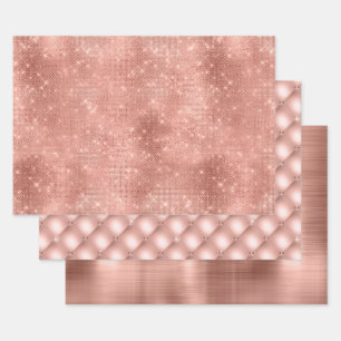 Feuille De Papier Cadeau Glitz rose Gold Sparkle et Glam