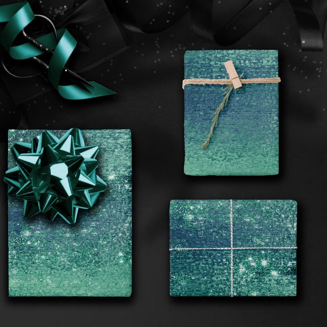 Feuille De Papier Cadeau Glitzy Foil | Seafoam Iridescente Green Faux Shine (Créateur téléchargé)