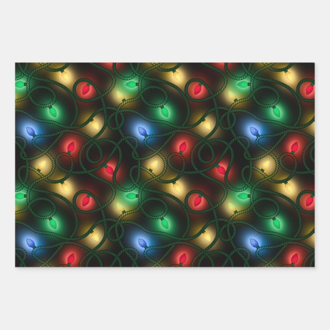 Feuille De Papier Cadeau Glowing Christmas Lights (Devant)