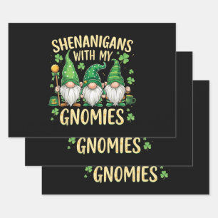Feuille De Papier Cadeau Gnome du trèfle chanceux de la Saint-Patrick 