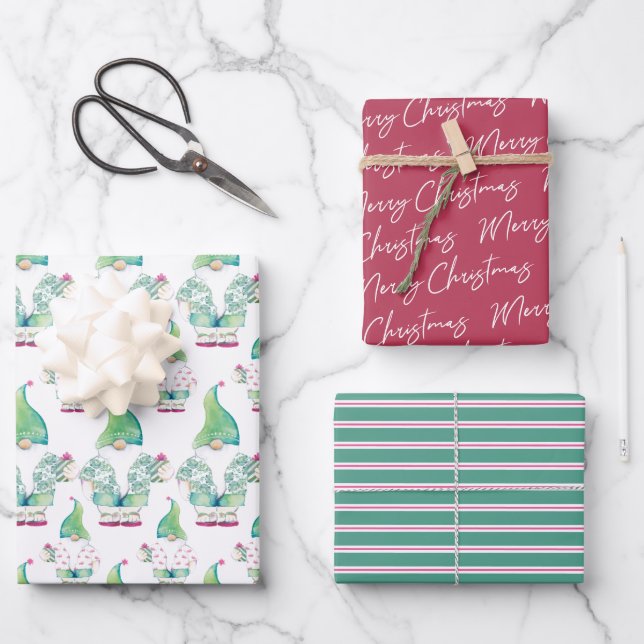 Feuille De Papier Cadeau Gnome tropicale et Aquarelle Motif mignonne (Recto)