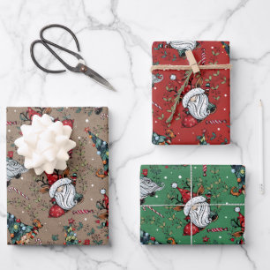 Feuille De Papier Cadeau Gnomes de Noël fantasques