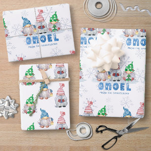 Feuille De Papier Cadeau Gnomes de Noël GNOEL Salutation personnalisée