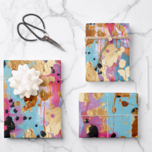 Feuille De Papier Cadeau Gold Aqua rose Abstrait Leopard