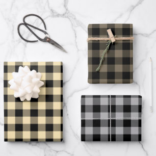 Feuille De Papier Cadeau Gold Bronze Silver Buffalo Plaid Holiday