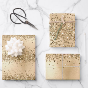 Feuille De Papier Cadeau Gold Glitzy Parties scintillant Sparkle Confetti