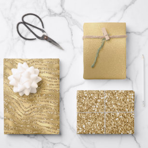 Feuille De Papier Cadeau Gold Glitzy Zebra