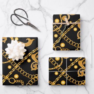 Feuille De Papier Cadeau Gold Luxury Chain