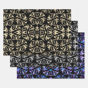 Feuille De Papier Cadeau Gold Silver & Purple Mère De La Collection Pearl