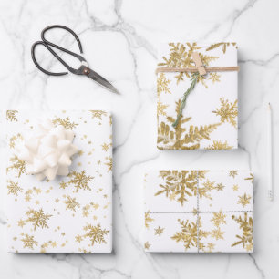 Feuille De Papier Cadeau Gold Snowflakes Holiday