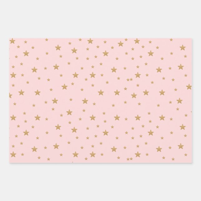 Feuille De Papier Cadeau Gold Star Elegant Parties scintillant moderne Baby (Devant)
