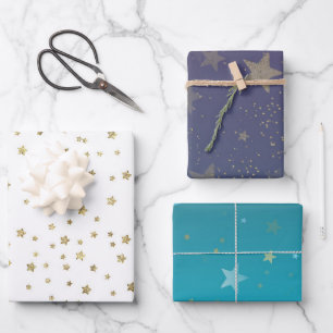Feuille De Papier Cadeau Gold Stars