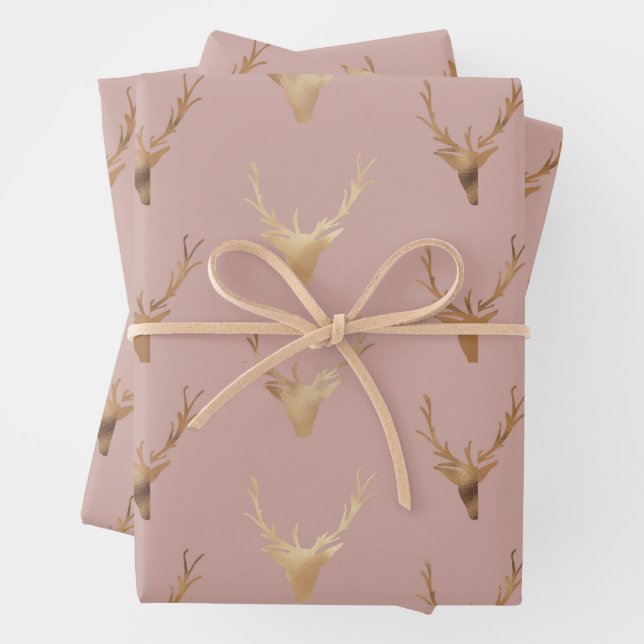 Feuille De Papier Cadeau Golden Cher Head Blush Rose Holiday (En situation)