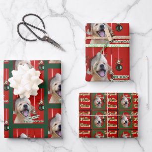 Feuille De Papier Cadeau Golden Retriever Puppy Christmas