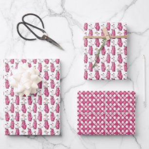 Feuille De Papier Cadeau Golf féminin rose