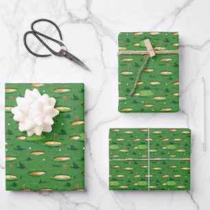 Feuille De Papier Cadeau Golf Vert