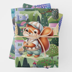Feuille De Papier Cadeau Golfeur avec parcours de golf Abstraits pour enfan