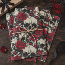 Gothique Crânes & Roses Rouges Romantique Sombre