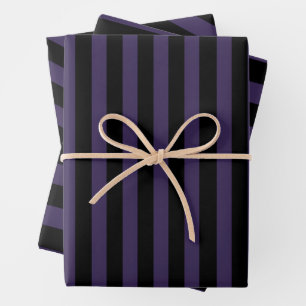 Feuille De Papier Cadeau Gothique violet et bande noire