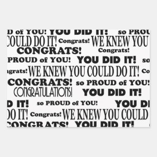 Feuille De Papier Cadeau Grâces de Grad en blanc et noir