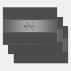 Feuille De Papier Cadeau Gradient gris foncé moderne Nom ou raison sociale