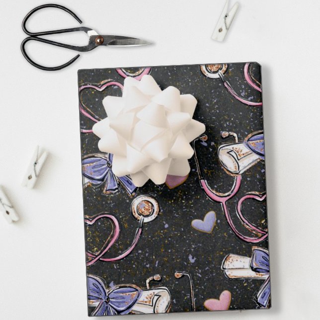 Feuille De Papier Cadeau Graduation Médicale stéthoscope (Créateur téléchargé)