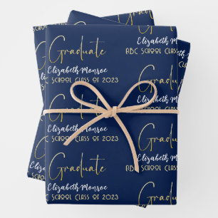 Feuille De Papier Cadeau Gradué Gold Calligraphie Script moderne