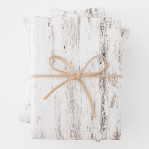 Feuille De Papier Cadeau Grain de bois Blanc rustique Pays Texture Découpag