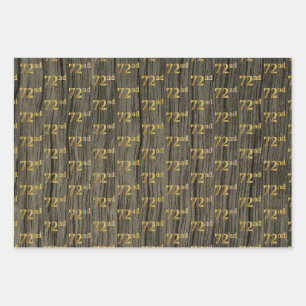 Feuille De Papier Cadeau Grain Rustique Faux Wood, Elégant Faux Gold "72e"