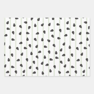 Feuille De Papier Cadeau Graines de pastèque minimalistes et rayures été Wr