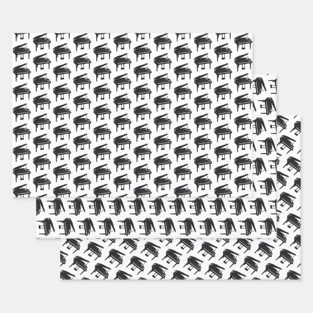 Feuille De Papier Cadeau Grand Piano Motif carrelé (Lot)