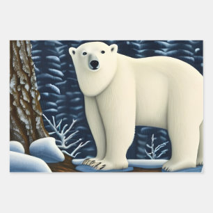Feuille De Papier Cadeau Grande Ours Blanc Du Nord