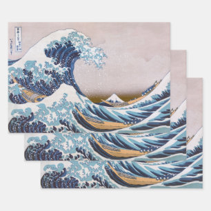 Feuille De Papier Cadeau Grande vague du tsunami Kanagawa Japon par Hokusai