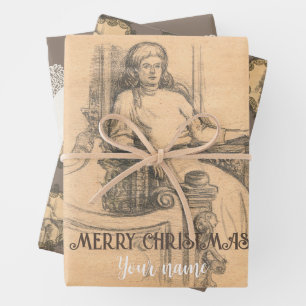 Feuille De Papier Cadeau Graphiques crayon de dame sur l'artisanat