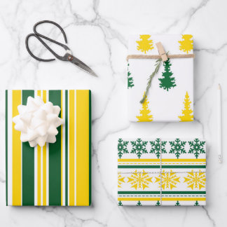 Feuille De Papier Cadeau Green and Gold Christmas