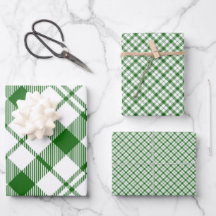 Feuille De Papier Cadeau Green and White Plaid Wrapping Paper Sheets