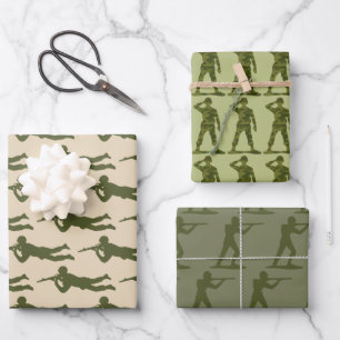 Feuille De Papier Cadeau Green Army Action Men Trio