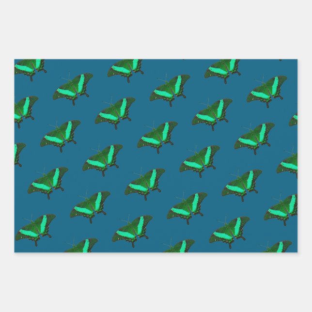 Feuille De Papier Cadeau Green Butterfly (Devant)