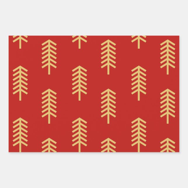 Feuille De Papier Cadeau Green Red Christmas Tree Cadeau de Noël parfait (Devant)