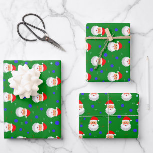 Feuille De Papier Cadeau Green Red Santa Claus Joie Noël