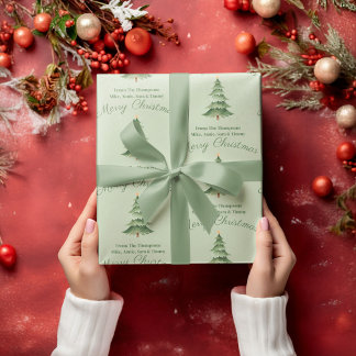 Feuille De Papier Cadeau Green Watercolor Tree Custom Christmas