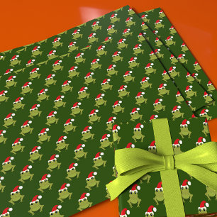 Feuille De Papier Cadeau Grenouille verte Noël de Noël