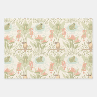 Feuille De Papier Cadeau Grenouilles et oiseaux de la jungle douce