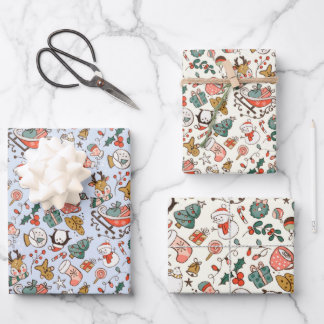Feuille De Papier Cadeau Gribouillages de Noël 