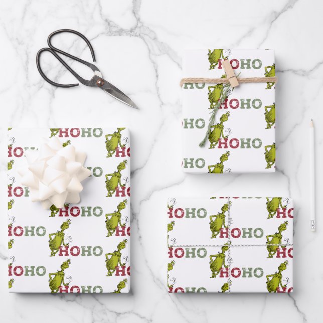 Feuille De Papier Cadeau Grille | Ho Ho Ho (Recto)