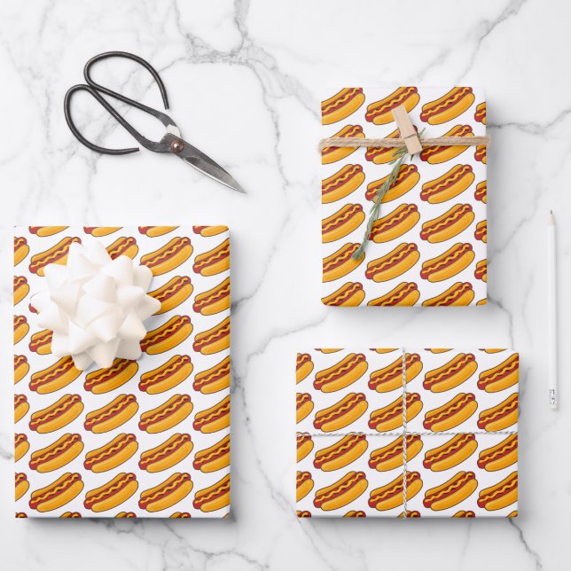 Feuille De Papier Cadeau Grilled Hot Dog Pattern (Recto)