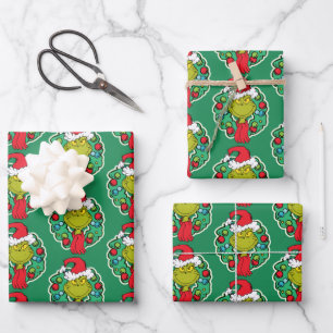 Feuille De Papier Cadeau Grinch   Couronne de Noël