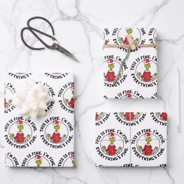 Feuille De Papier Cadeau Grinch | Everything's Fine (Recto)